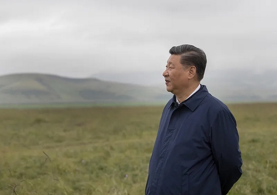  2019年8月20日傍晚，正在甘肃考察的习近平来到中农发山丹马场有限责任公司一场，实地察看马场经营发展情况，了解祁连山生态修复工作。新华社记者 王晔摄