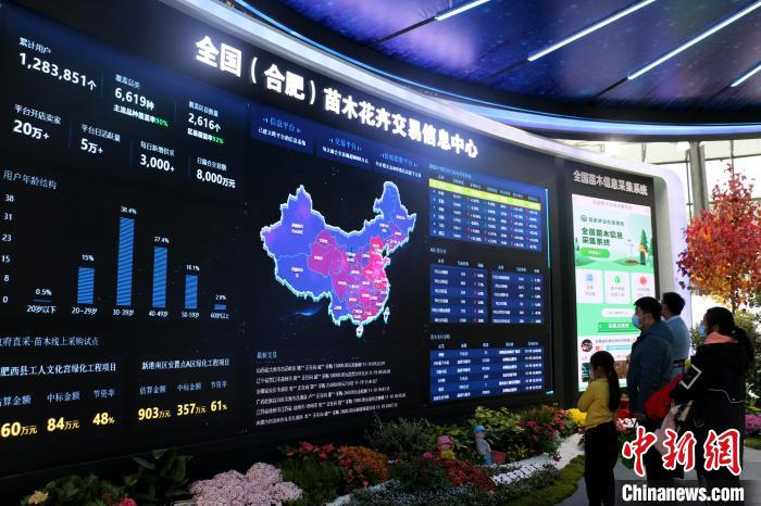 市民参观肥西展馆内的“全国(合肥)苗木花卉交易信息中心”。 陈家乐 摄 市民参观肥西展馆内的“全国(合肥)苗木花卉交易信息中心”。 陈家乐 摄